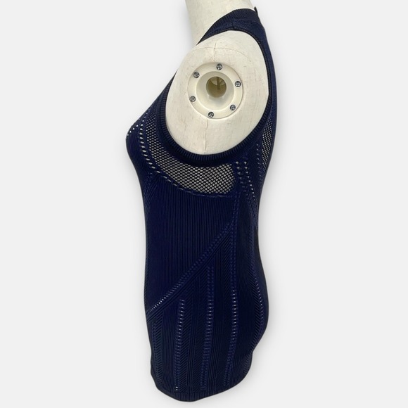Athleta‎ Navy Blue Oxygen Tank Seamless Top lasercut Mesh Athleisure Women's S - Picture 3 of 7